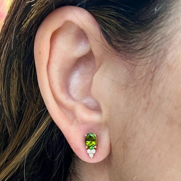 Natural Tourmaline Diamond Earrings 14k Gold 1.87 TCW Certified $2,950 210759 - Picture 7 of 13